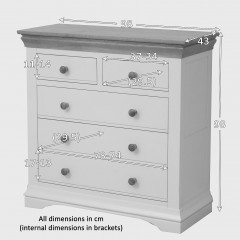 French Cottage Natural Oak and Painted 3+2 Chest of Drawers