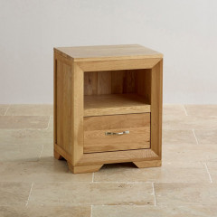 Chamfer Natural Solid Oak 1 Drawer Bedside Table