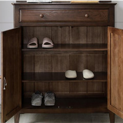 Washington Solid Oak Shoe Case with Drawer