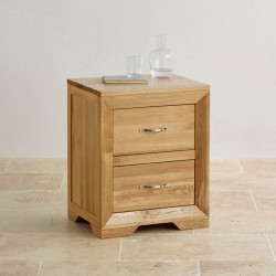 Chamfer Natural Solid Oak 2 Drawers Bedside Table