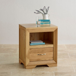 Chamfer Natural Solid Oak 1 Drawer Bedside Table