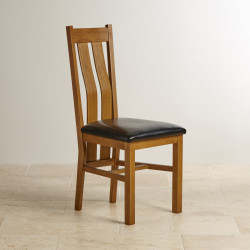 Chamfer Rastic Solid OAK Dining Chair PU Pad