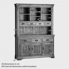 French Rustic Solid Oak Large Sideboard With Hutch Dresser