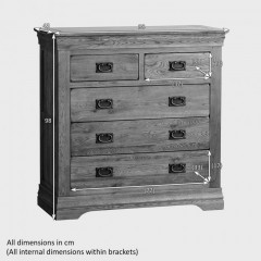 French Rustic Solid Oak 2+3 Chest Of Drawers