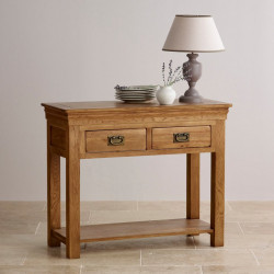 French Rustic Solid Oak Console Table