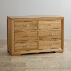 Chamfer Natural Solid Oak 6 Drawers Chest