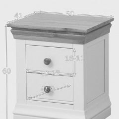 French Cottage Natural Oak and Painted Bedside Table