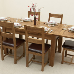 French Rustic Solid Oak Extendable Dining Table