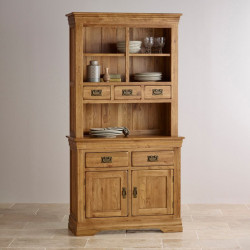 French Rustic Solid Oak Hutch Dresser