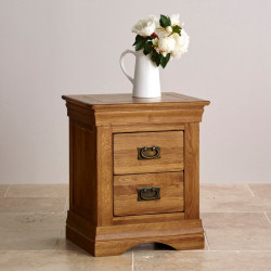 French Rustic Solid Oak Bedside Table