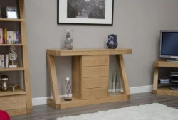 Zara Designer Oak Large Hall Table With Drawers