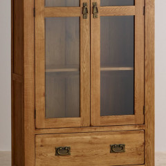 French Rustic Solid Oak Display Cabinet