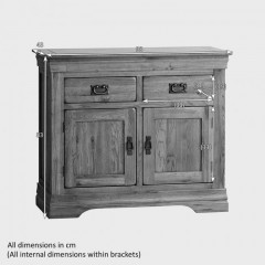 French Rustic Solid Oak Small Sideboard