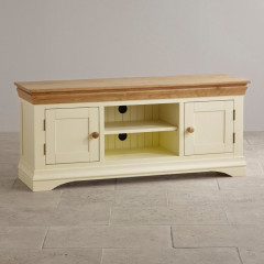 French Cottage Natural Oak and Painted Widescreen TV Cabinet