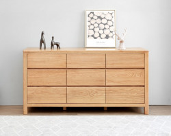 Seattle Natural Solid Oak Chest of 9 Drawers