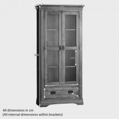 French Rustic Solid Oak Display Cabinet