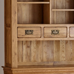 French Rustic Solid Oak Large Sideboard With Hutch Dresser