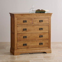 French Rustic Solid Oak 2+3 Chest Of Drawers